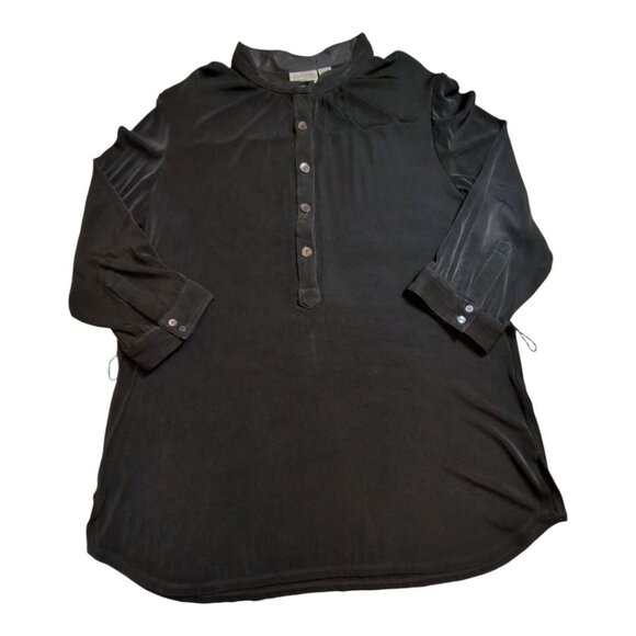 Chico's Travelers Tunic Black Button-Front Mandarin Collar Shirt Size 3 US XL 16 - Picture 9 of 9